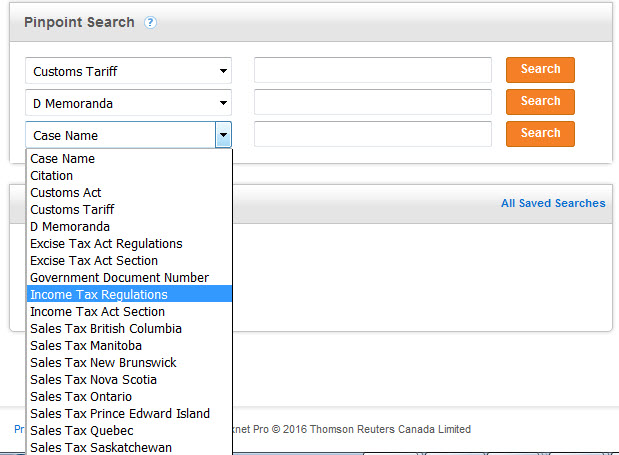 Pinpoint searching on Taxnet Pro
