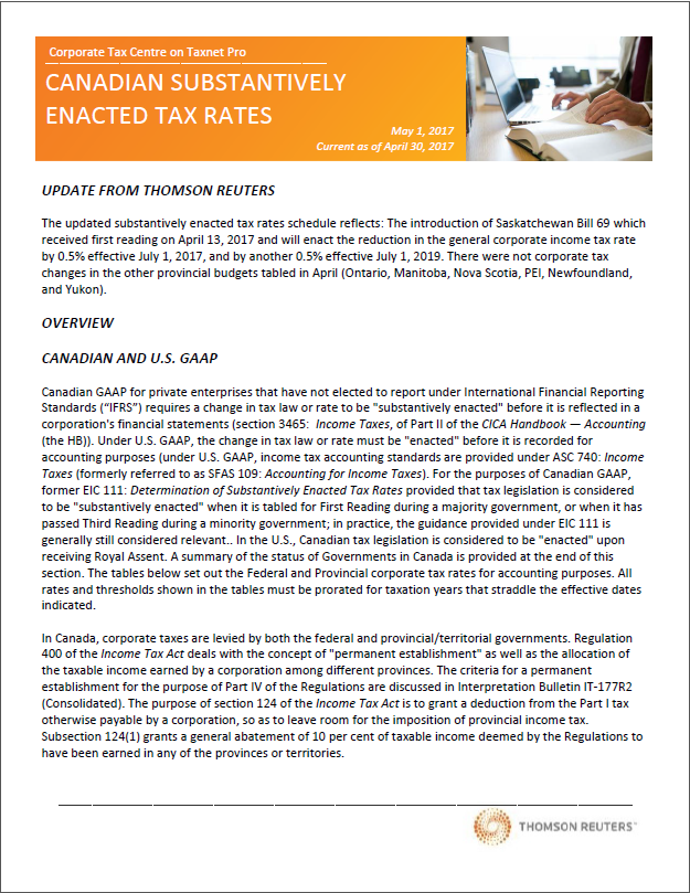 Substantively enacted rates