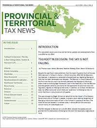 Provincial & Territorial Tax News